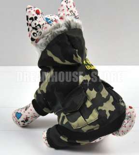 US Army Camouflage Winter Coat JUMPSUIT Dog Clothes Anysize  