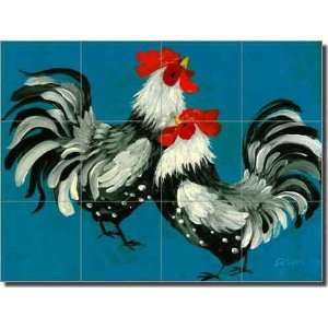 Chickens by Bonnie Siebert   Rooster Chicken Ceramic Tile Mural 24 