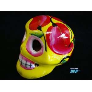  Ceramic Skull Glazed 4 Hand Painted Day of The Dead [Dia 