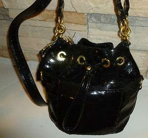 New Nwt coach sequin poppy cinch black drawstring bag pop satchel 