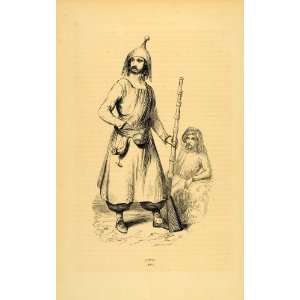  1843 Engraving Costume Kurdish Men Gun Kurds Kurdistan 