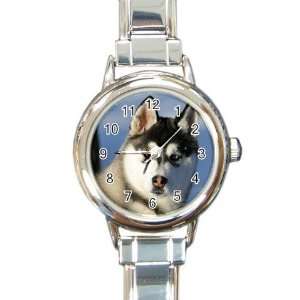  Siberian Husky Puppy 2 Round Italian Charm Watch 
