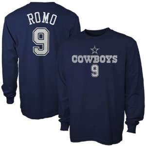 Dallas Cowboys #9 Tony Romo Navy Blue Player Long Sleeve T shirt 