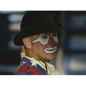  A Professional Rodeo Clown Waits for the Showto Begin 