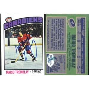 Mario Tremblay Montreal Canadians Autographed 1976 Topps Card 97 Rare 