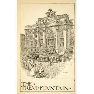  1907 Print Trevi Fountain Rome Italy Baroque Verigne Virgo 