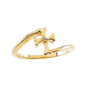    R16682D 14K Yellow Gold 4 Ct Diamond Youth Cross Ring Jewelry