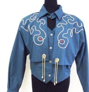   Horse Western Cowboy Show Jacket Blue Teal NWT NEW Shirt sz L  