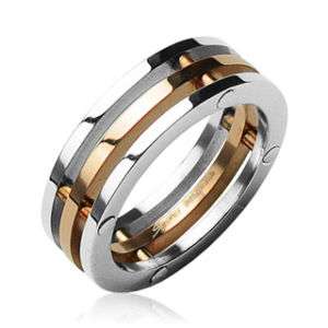 Mens Triple Ring with coffee colored inner band  