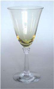 Fostoria Glass Sceptre Topaz Yellow & Crystal Deco Water Goblets Set 