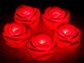 12 pcs Red Color LED Floating Rose Flower Candle Night light for 