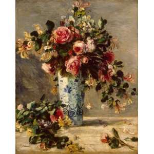  Oil Painting Roses and Jasmine in a Delft Vase Pierre 
