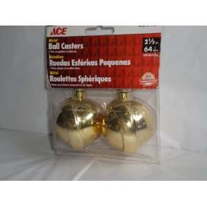    Two Metal Ball Casters, Shiney Brass, 2.5