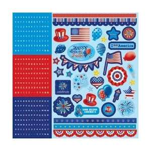  I Love America Glitter Cardstock Stickers 12X12   Combo 