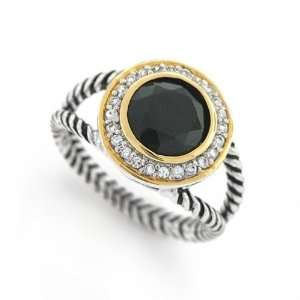 Bling Jewelry Sterling Silver Gold Vermeil pave Round CZ Black Double 