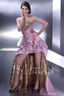 JSSHAN Pink Leopard Hot Long Prom Gown Evening Dress  