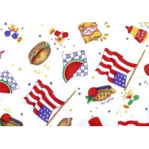   Picnic Food and Flags Cotton Fabric By the Yard Arts, Crafts & Sewing