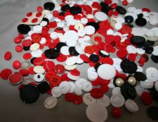 Sewing Buttons Collection Red White Black Lot 1  