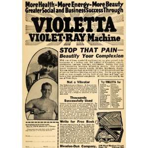 1920 Ad Bleadon Dun Violetta Violet Ray Machine Pain   Original Print 