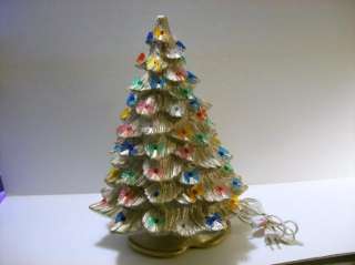 Ceramic Christmas Tree 20 Electric Bow Lights Gold Glitter Working 