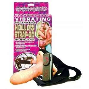  Vibrating Hollow Strap On   Beige