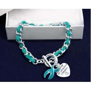  Teal Ribbon Bracelet Leather Rope (Retail) Everything 