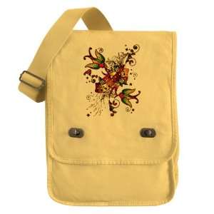  Messenger Field Bag Yellow Live Free Birds   Peace Symbol 