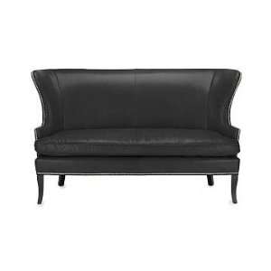  Williams Sonoma Home Chelsea Wing Settee, Leather, Black 