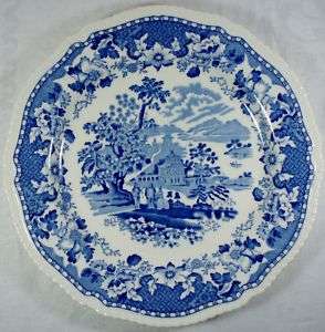 Wood and Sons Seaforth Blue Scalloped Dinner Plates  