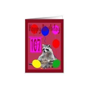  107th Birthday, Raccoon with balloons Card Toys & Games