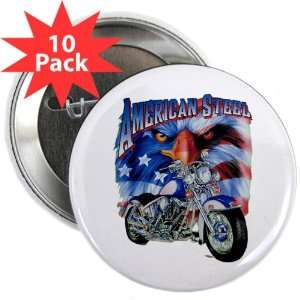  2.25 Button (10 Pack) American Steel Eagle US Flag and 