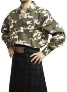 Ghillie Kilt Shirt Scottish Highland Green Camouflage L  