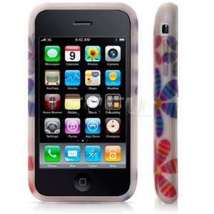  Ecell   CLEAR FLOWERS GEL RUBBER SKIN CASE FOR iPHONE 3G 
