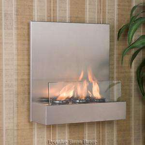 Wall Mount Fireplace Crackling Flames Gel Glass Front  