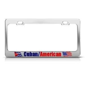  Cuban American Country license plate frame Stainless Metal 