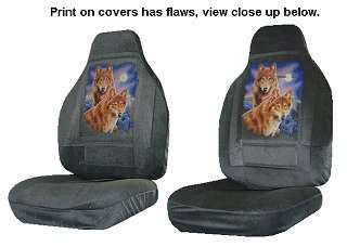   HIGH BACK SEAT COVERS WOLF PRINT HAS DEFECTS CAR SUV SCC HB D 4  