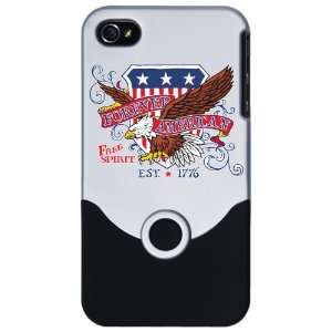 iPhone 4 or 4S Slider Case Silver Forever American Free Spirit Eagle 