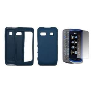 Dark Blue Silicone Gel Skin Cover Case + LCD Screen Protector for LG 