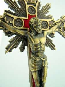   Catholic Travel Bronze Standing Altar Chapel Cross Crucifix 9 W Base
