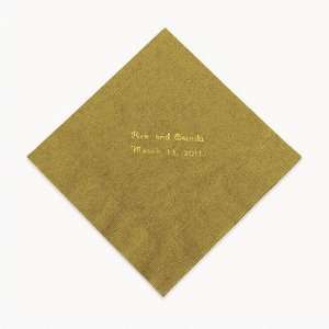  Personalized Gold Luncheon Napkins   Tableware & Napkins 