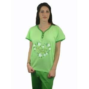  Sweet & Pretty 100% Pure Egyptian Cotton Pajama In Green 