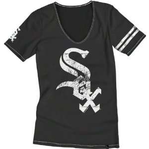   Sox Black Womens Baby Jersey Scoop Neck T Shirt