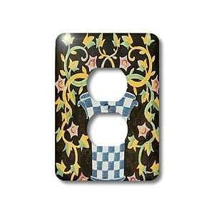   Plant in Blue Tiled Vase   Light Switch Covers   2 plug outlet cover