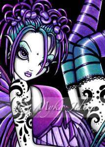 Gothic Tattoo Rainbow Fairy OOAK ACEO FAERY Paige CU  