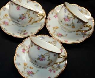   ELITE WORKS Set of 3 Trailing FLOWERS Simply Tea cup and saucer  