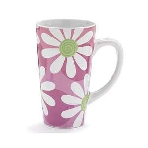  16 Oz Pink Daisy & Dots Ceramic Mug