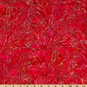  45 Wide Batik Scarlet Fever Vines Red Fabric By The Yard 