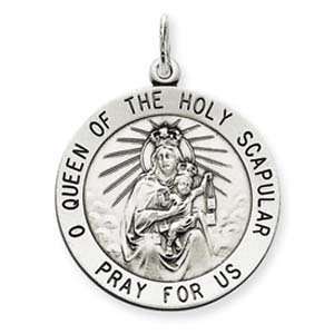  Sterling Silver Queen of the Holy Scapular Medal Jewelry