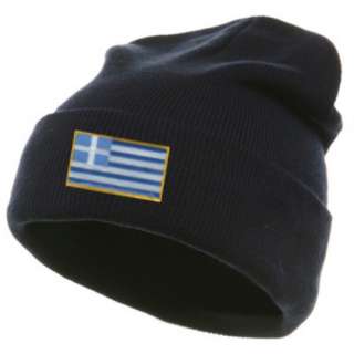 GREECE GREEK BLACK FLAG COUNTRY EMBROIDERY EMBROIDED CAP HAT BEANIE 