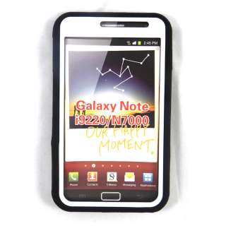 BLK/WHT AT&T Samsung Galaxy Note LTE I717 Hybrid Impact Case w/ Stand 